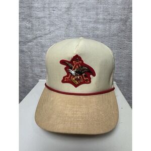 Anheuser Busch Hat Adjustable Snapback Cap Cream Embroidered Vtg 80s Rope Beer
